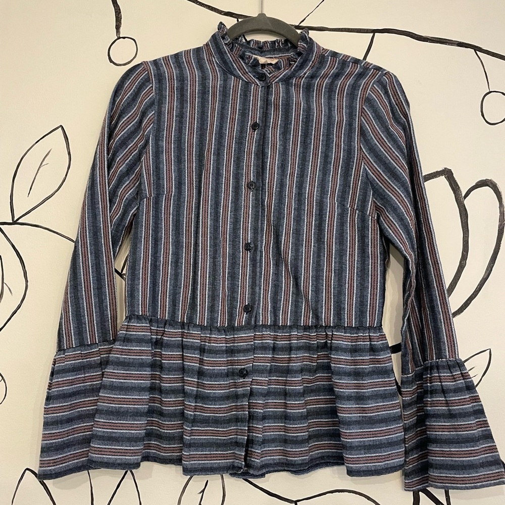 Hem & Thread Button-Up, Peplum Top - image 1